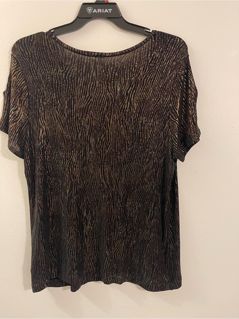 White Stag Black Top with Gold Metallic Zebra Print
